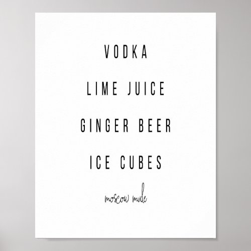 Moscow Mule Cocktail Recipe Poster