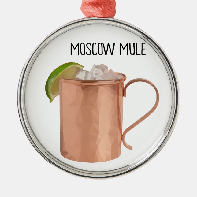 Moscow Mule Copper Mug Low Poly Geometric Design Metal Ornament (Front)