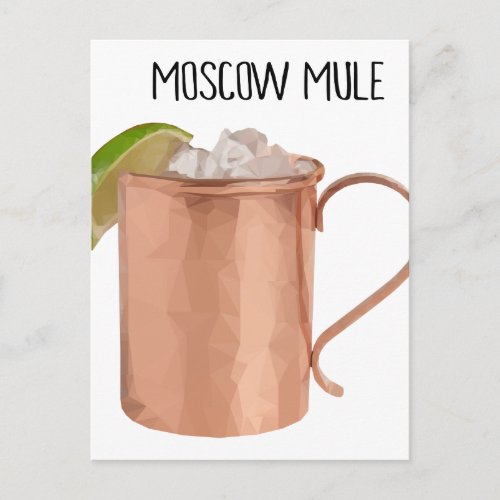 Moscow Mule Copper Mug Low Poly Geometric Design Postcard