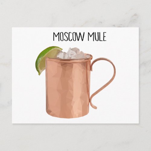 Moscow Mule Copper Mug Low Poly Geometric Design Postcard