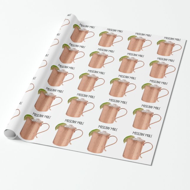 Moscow Mule Copper Mug Low Poly Geometric Design Wrapping Paper (Unrolled)