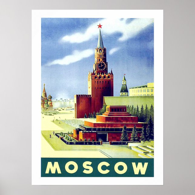 Moscow, red square, Russia, vintage, travel poster (Front)