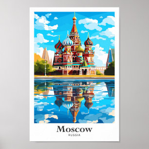 Moscow Russia Art Travel Potrait Illustration Poster