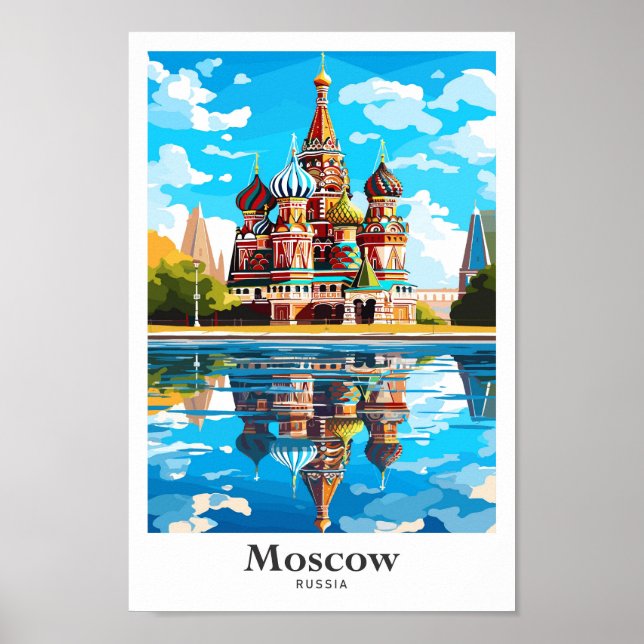 Moscow Russia Art Travel Potrait Illustration Poster (Front)
