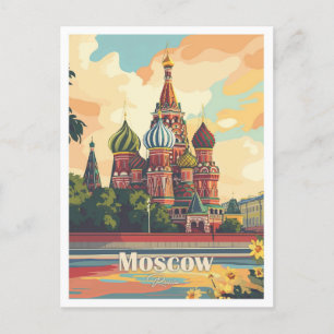 Moscow Russia Artwork Travel Place illustration Postcard