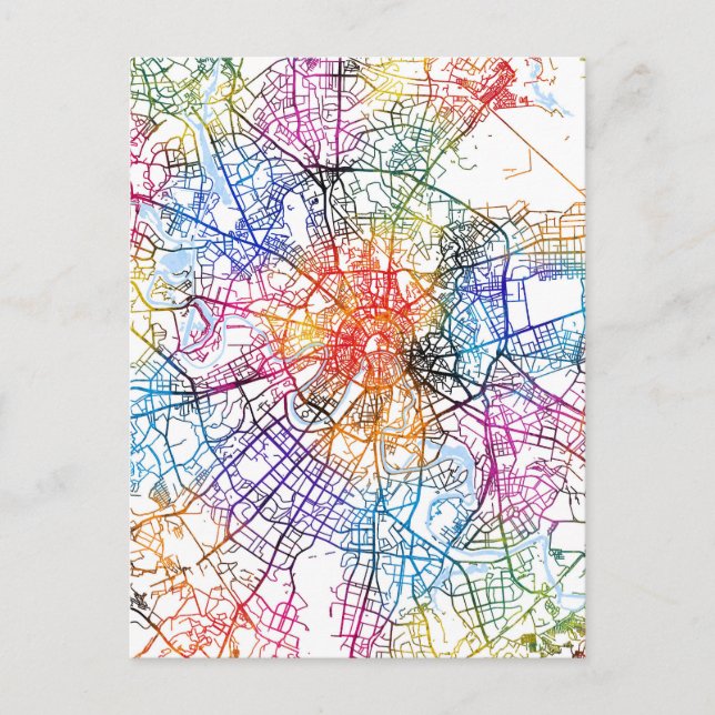 Moscow Russia City Map Postcard (Front)