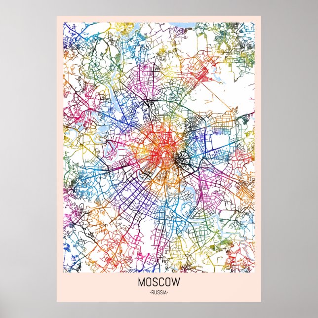 Moscow Russia City Map Poster (Front)