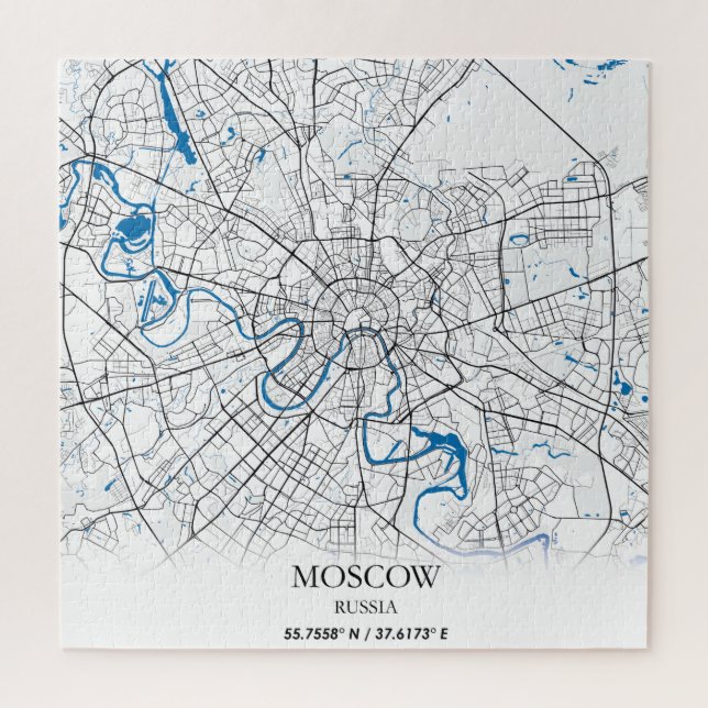 Moscow Russia City Map Travel Simple Jigsaw Puzzle (Vertical)