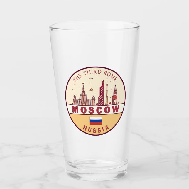 Moscow Russia City Skyline Emblem Glass (Front)