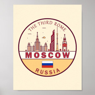Moscow Russia City Skyline Emblem Poster