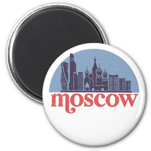 Moscow Russia City Skyline Vintage Cityscape Magnet