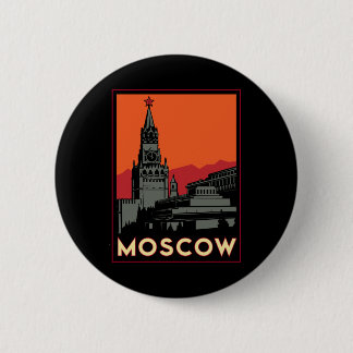 moscow russia kremlin art deco retro travel button