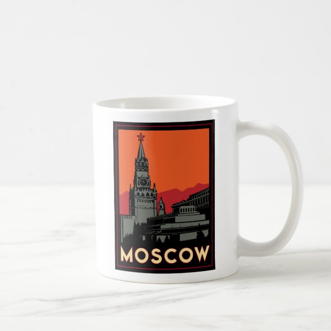 moscow russia kremlin art deco retro travel coffee mug (Right)
