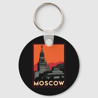 moscow russia kremlin art deco retro travel keychain