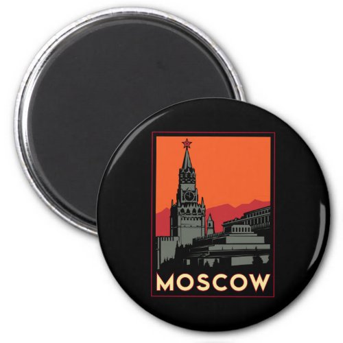 moscow russia kremlin art deco retro travel magnet