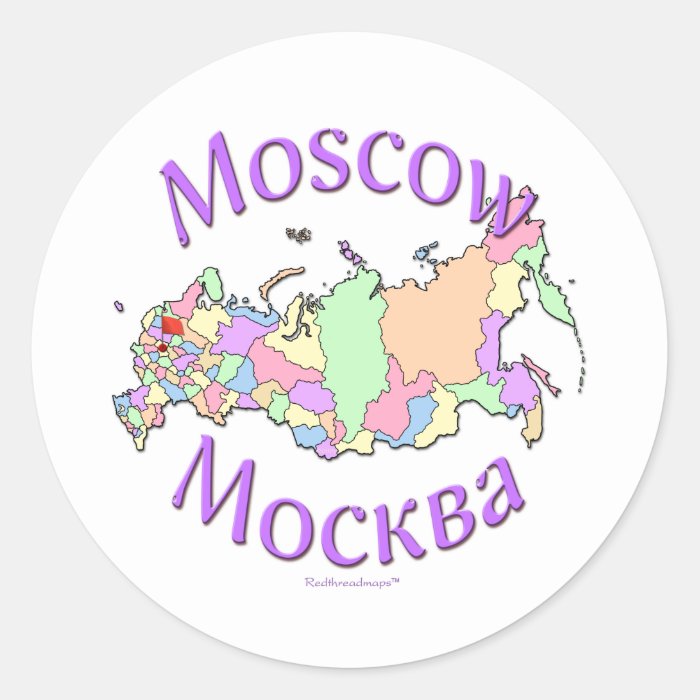 Moscow Russia Map Round Sticker