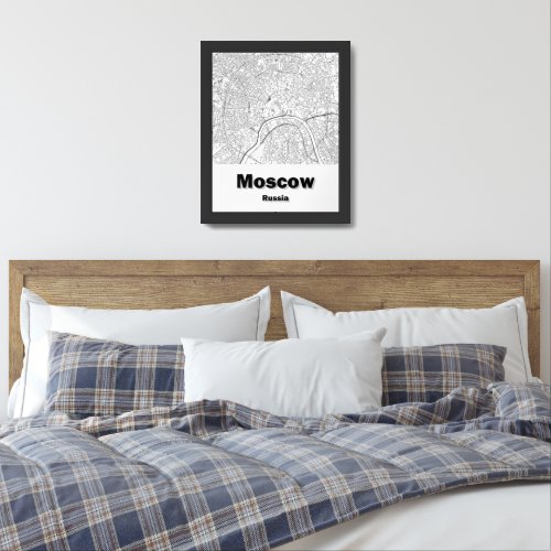 Moscow Russia minimalistic streets map Framed Art