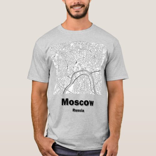 Moscow Russia minimalistic streets map T_Shirt