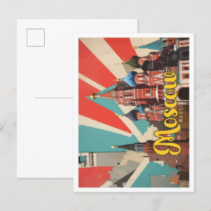 Moscow Russia Pop Art Travel Illustration Postcard