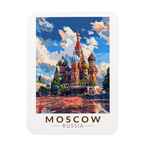 Moscow Russia Red Square Travel Art Vintage Magnet