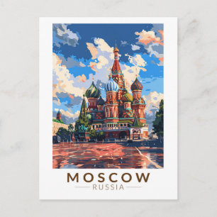 Moscow Russia Red Square Travel Art Vintage Postcard