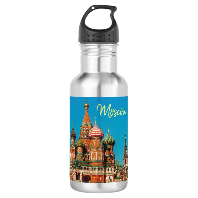 Moscow Russia St Basil's Cathedral Stainless Steel Water Bottle (Front)