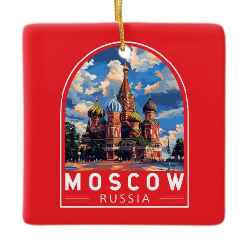 Moscow Russia Travel Art Vintage Ceramic Ornament