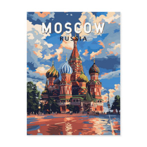 Moscow Russia Travel Art Vintage Postcard
