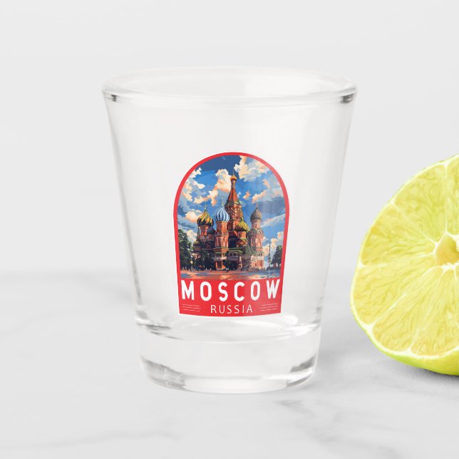 Moscow Russia Travel Art Vintage Shot Glass (Front)