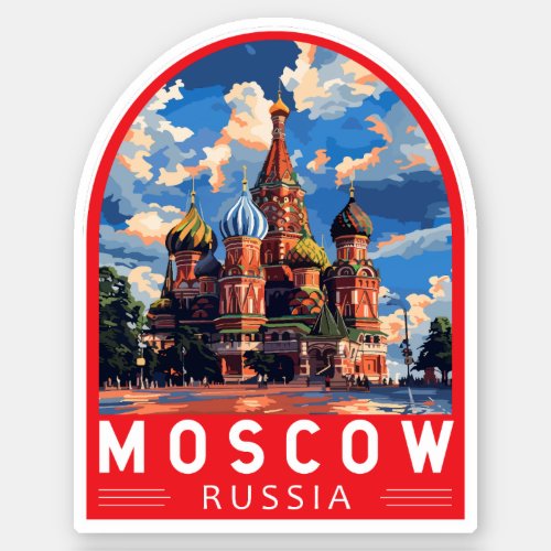 Moscow Russia Travel Art Vintage Sticker