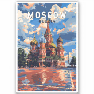Moscow Russia Travel Art Vintage Sticker