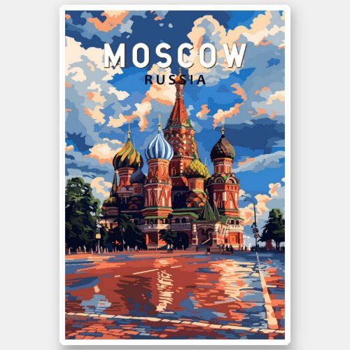 Moscow Russia Travel Art Vintage Sticker