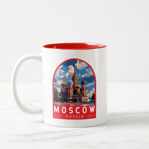 Moscow Russia Travel Art Vintage Two_Tone Coffee Mug