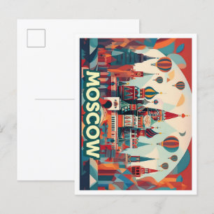 Moscow Russia Travel artistic colorful Postcard