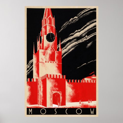 Moscow Russia Vintage Travel Poster Restored