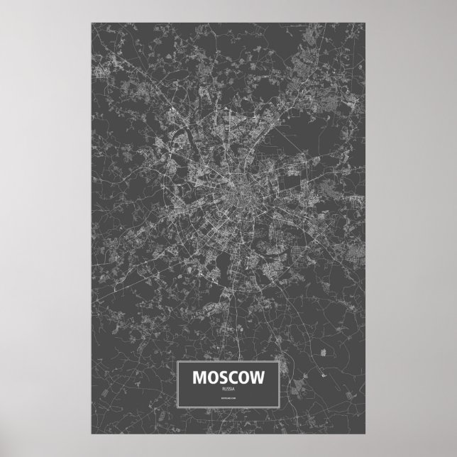Moscow, Russia (white on black) Poster (Front)