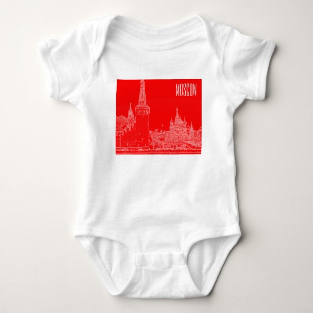 Moscow St Basil's Cathedral Red Square Sketch Baby Bodysuit (Front)