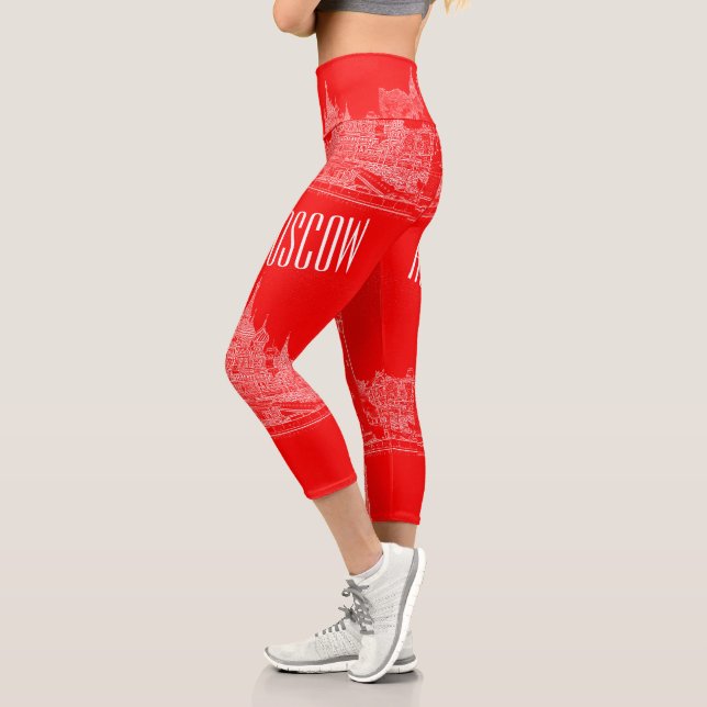 Moscow St Basil's Cathedral Red Square Sketch Capri Leggings (Left)