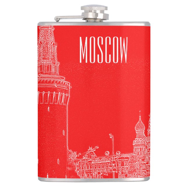 Moscow St Basil's Cathedral Red Square Sketch Flask (Front)