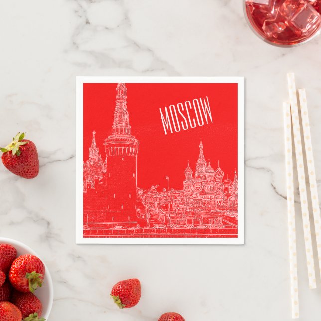 Moscow St Basil's Cathedral Red Square Sketch Napkins (Insitu)