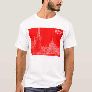 Moscow St Basil's Cathedral Red Square Sketch  T-Shirt