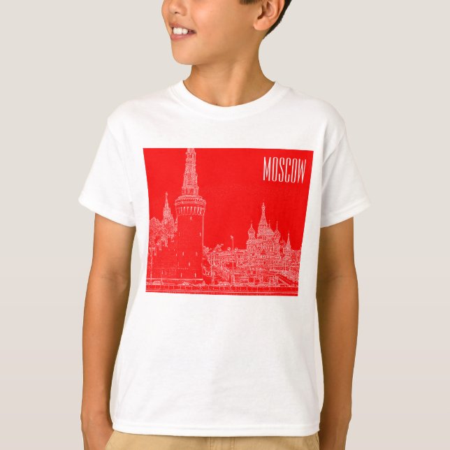 Moscow St Basil's Cathedral Red Square Sketch T-Shirt (Front)