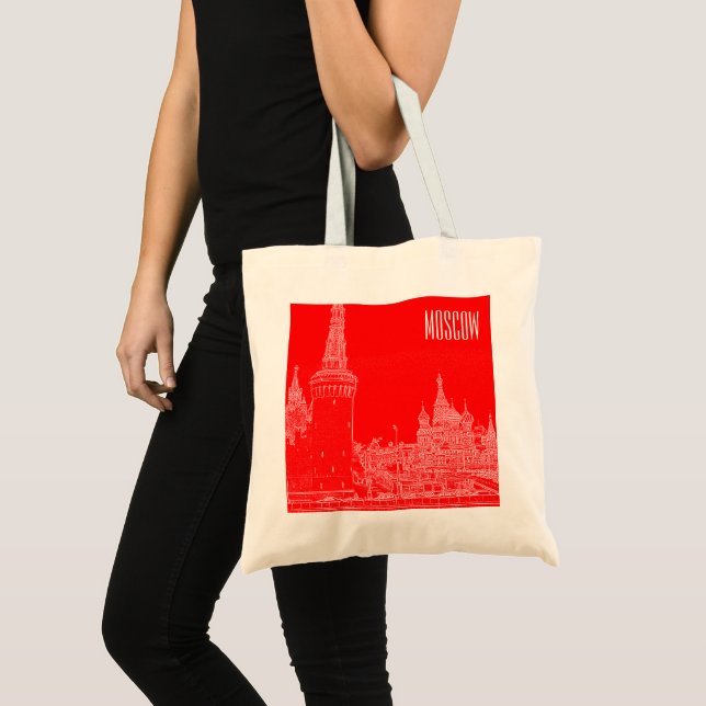 Moscow St Basil's Cathedral Red Square Sketch Tote Bag (Front (Product))