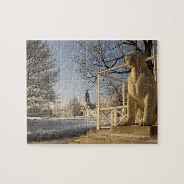 Moscow. Winter. lion sculpture. Jigsaw Puzzle (Horizontal)