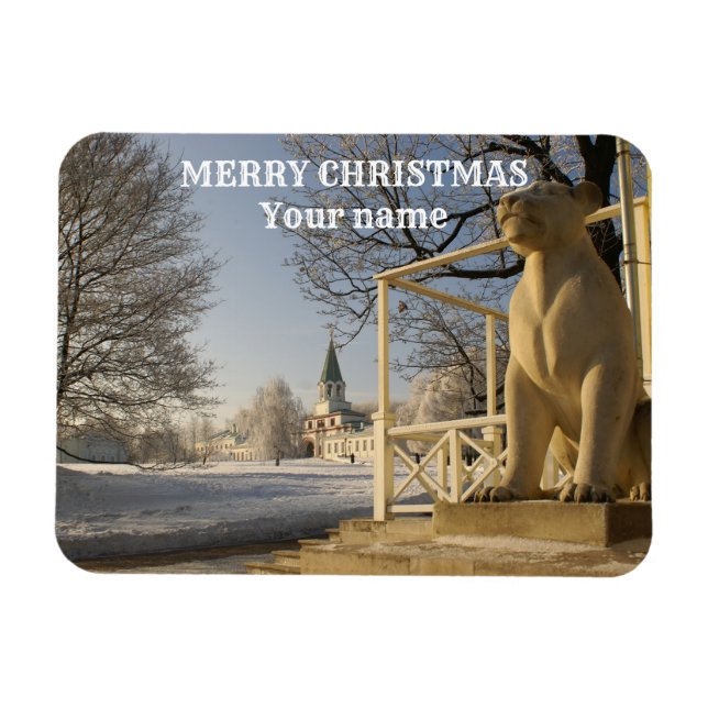 Moscow. Winter. lion sculpture Magnet (Horizontal)