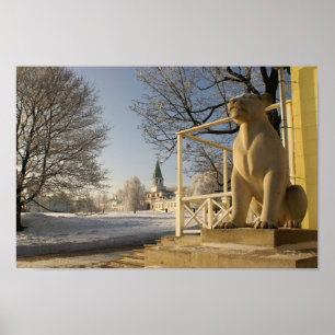 Moscow. Winter. lion sculpture. Poster