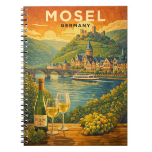 Mosel Germany Wine Region Vintage Travel Art Notebook
