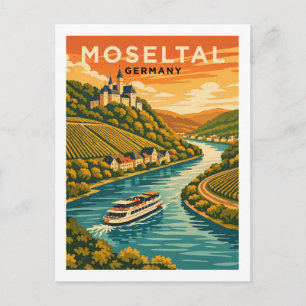 Mosel River Germany Scenic Vintage Travel Art Postcard