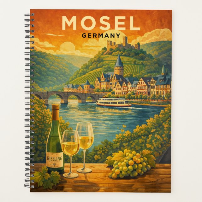 Mosel River Germany Vintage Travel Art Planner (Front)