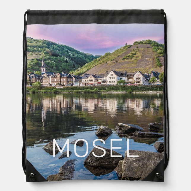 Moselle Ediger Eller Sunset River Cochem Souvenir Drawstring Bag (Front)